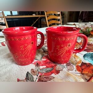 Set of Two Peet’s Coffee + Bodum Festive Red Ceramic Mugs
